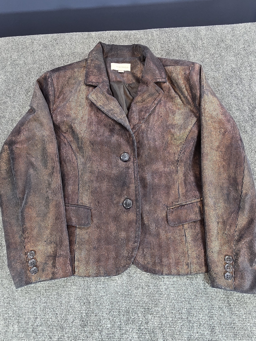 Erin London Metallic Copper Blazer Womens Petite XL Textured Career Jacket